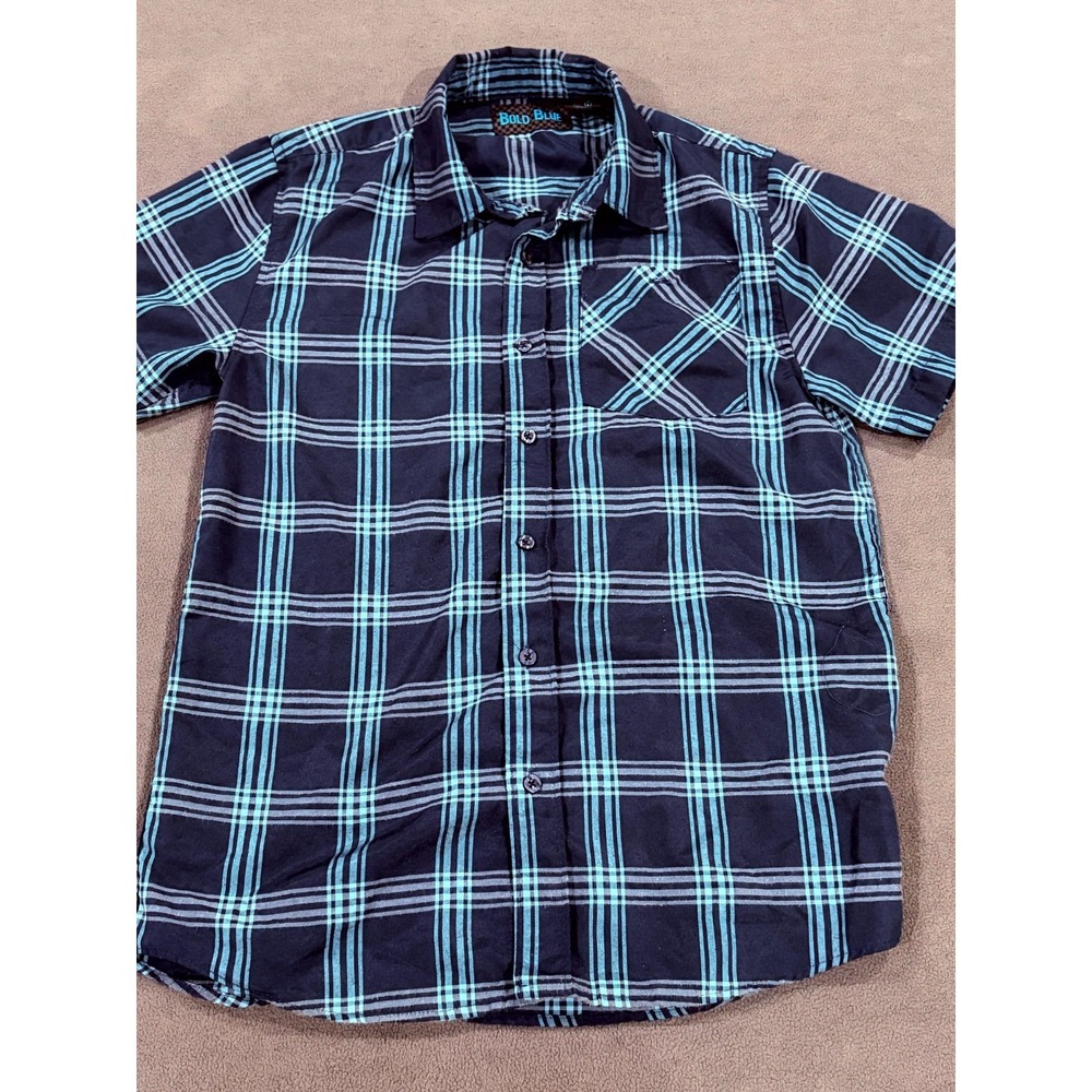 Bold Blue Shirt‎ Mens Large Multicolor Plaid Cotton Casual Streetwear Button Up